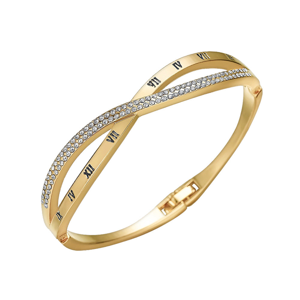 Roman Digital Cross Bracelet Women''s Jewelry Hand Ornament Simple Roman Digital Cross Bracelet Women''s Jewelry Hand Ornament Simple